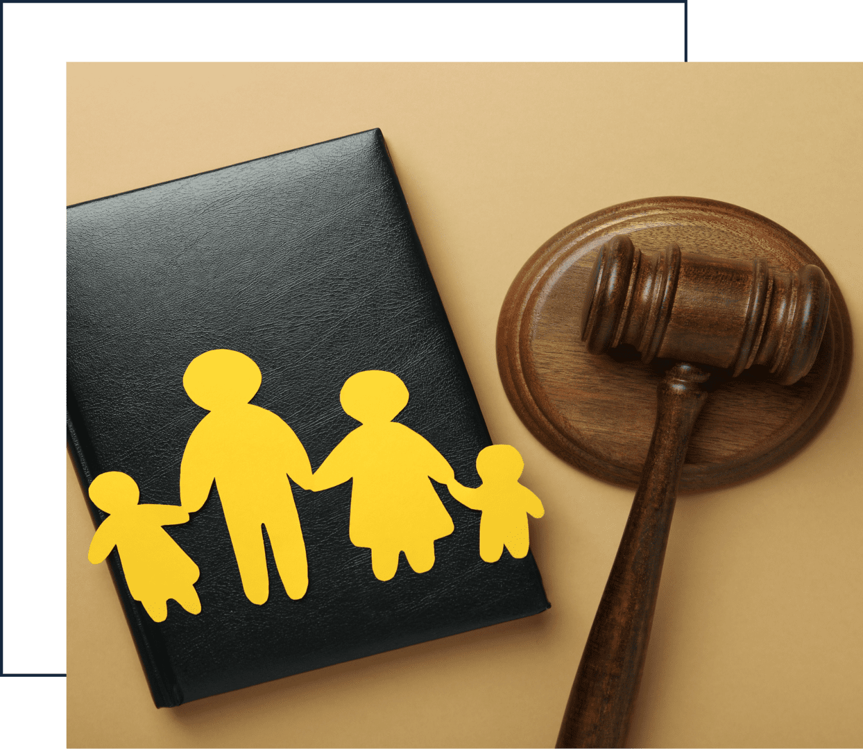 Gavel and family figures on law book