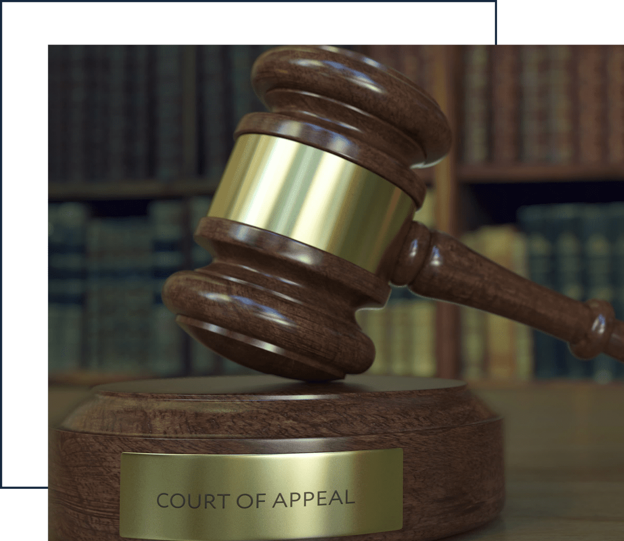 Courtroom gavel with books background